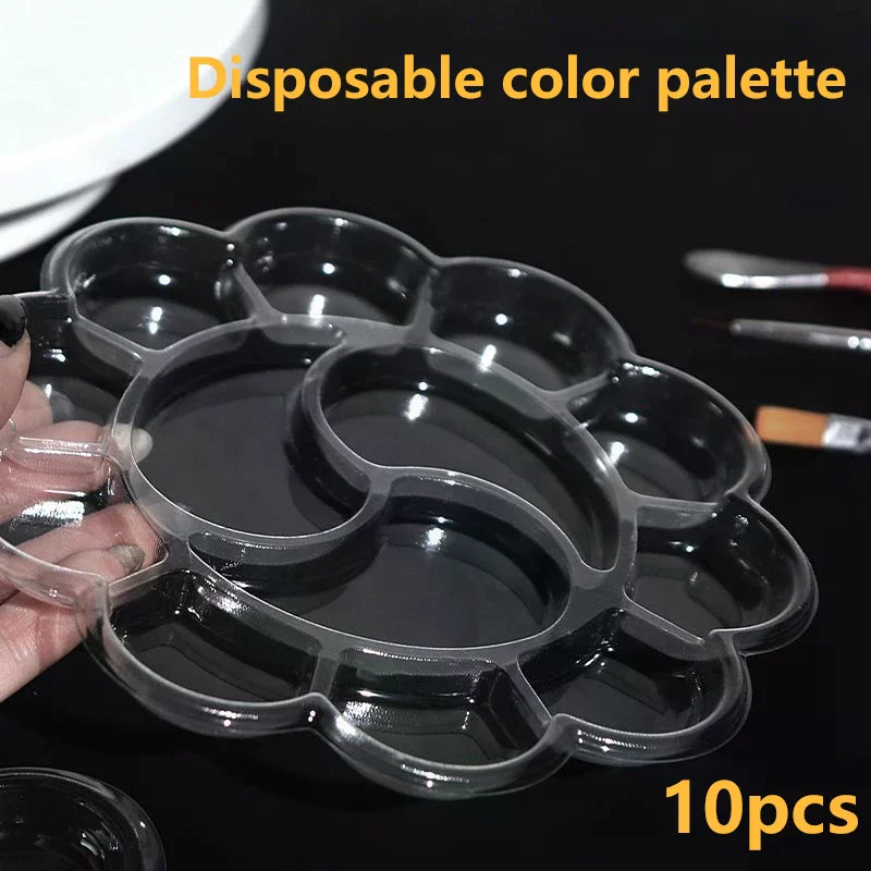 10 Pcs Disposable Gouache Oil Painting Palette Plum Blossom Shape Painting Art Palette Washable Watercolor Paint Palette