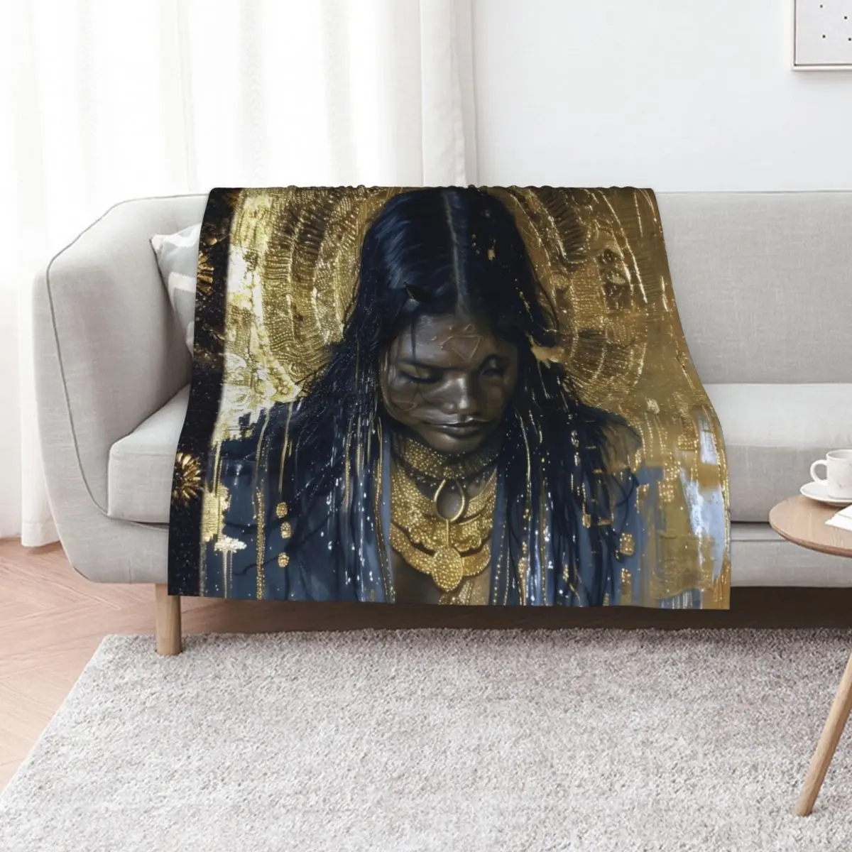 

Taino Goddess Atabey Surreal Gold Art Throw Blanket manga Cute Sofa warm winter Blankets