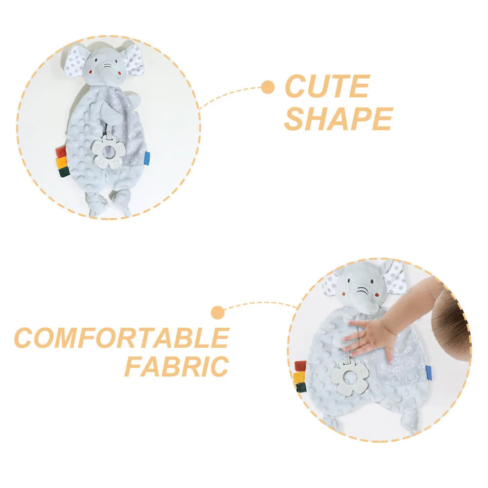 부드러운 회색 코끼리 모양 아기 달래는 수건, 유아용 씹을 수 있는 감각 담요, 신생아 수면 동반자, 취침 시간용