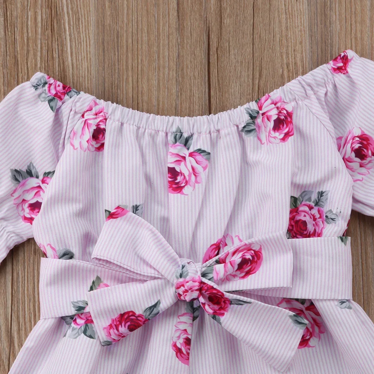 PatPat Toddler Girls Striped Floral Print Bow Romper Soft and Comfortable  Perfect for Outings and Daily Wear Basic Style