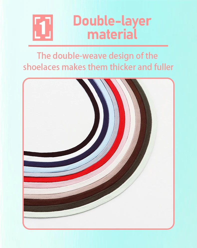 Klassische, einfarbige, flache Schnürsenkel aus hochwertiger Baumwolle, für Freizeit- und Sneaker-Schuhe, Schuhzubehör, 1 Paar. – Detail 2