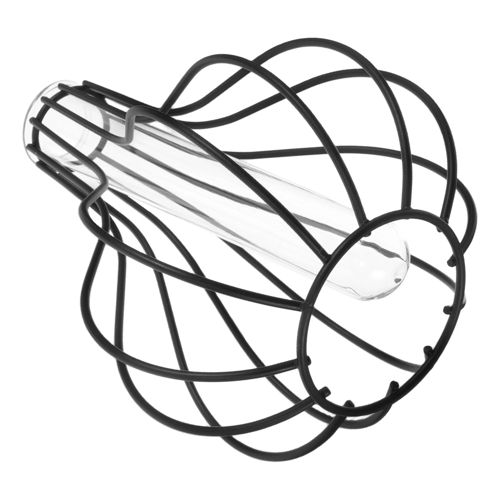 

Nordic Glass Vase Wrought Iron Frame Modern Decorative Flower Vase Clear Test Tube Home Decor Living Room Centerpiece