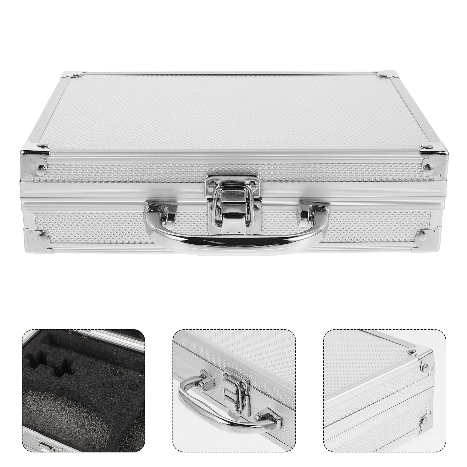 Aluminum Alloy Tool Box Flashlight Portable Lightweight Carrying Case Display Case Tool Box Lockable Storage Case for Crafts Car