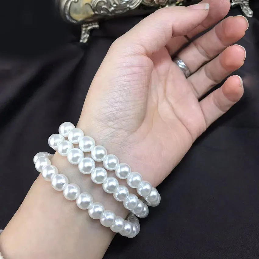 Summer Trend Fashion Three Rows of Pearl Elastic Bracelet For Women Jewelry Accessories Wholesale