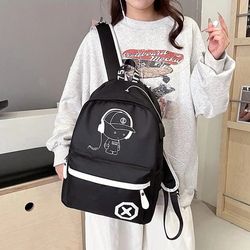 Mochila escolar luminosa de Anime para niños y niñas, bolso cruzado de hombro informal, regalo