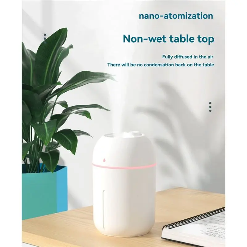 A35T 1.5W 330ml Mini Humidifier, USB Personal Aromatherapy Diffuser with Auto Shut-Off, Quiet for Bedroom Office