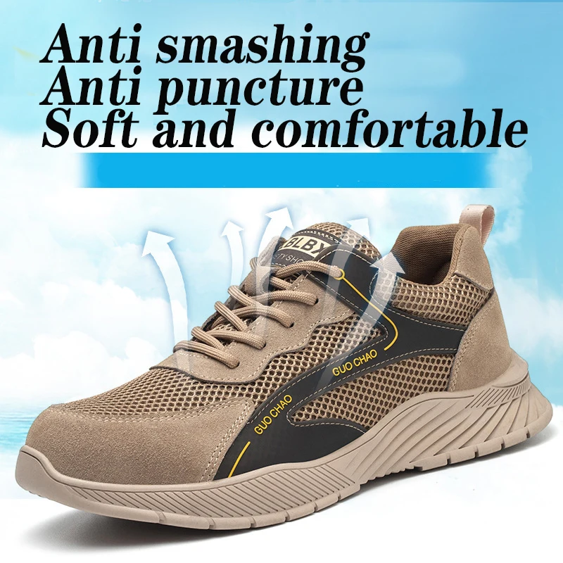 

Labor protection shoes for men Anti impact puncture steel head Wear-resistant Lightweight Anti slip Breathable Comfortable