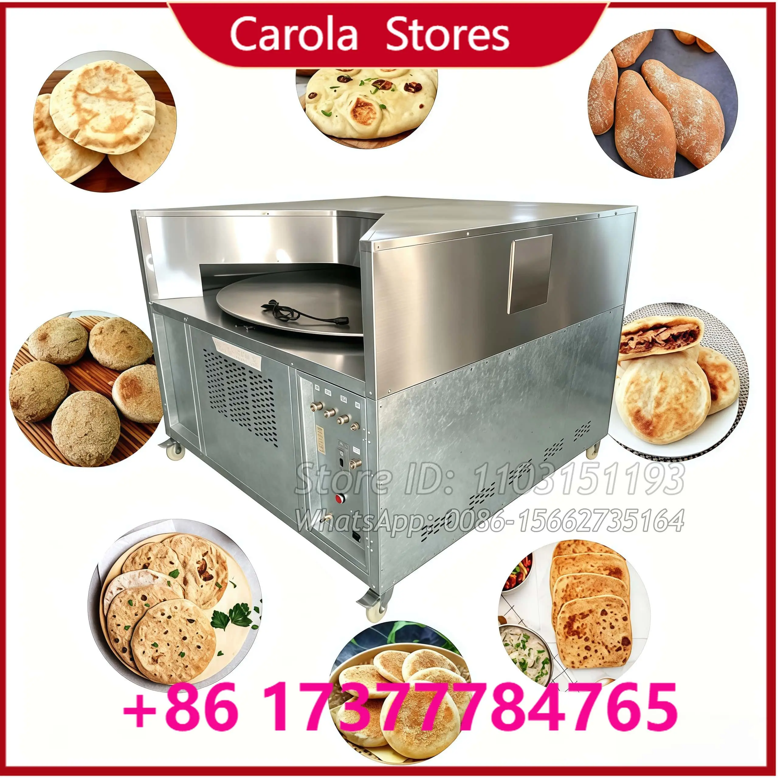 Commercial Rotating Flat Naan Bake Making Electric Gas Tandoor Lebanese Chapati Toaster Arabic Roti Pita Bread Oven