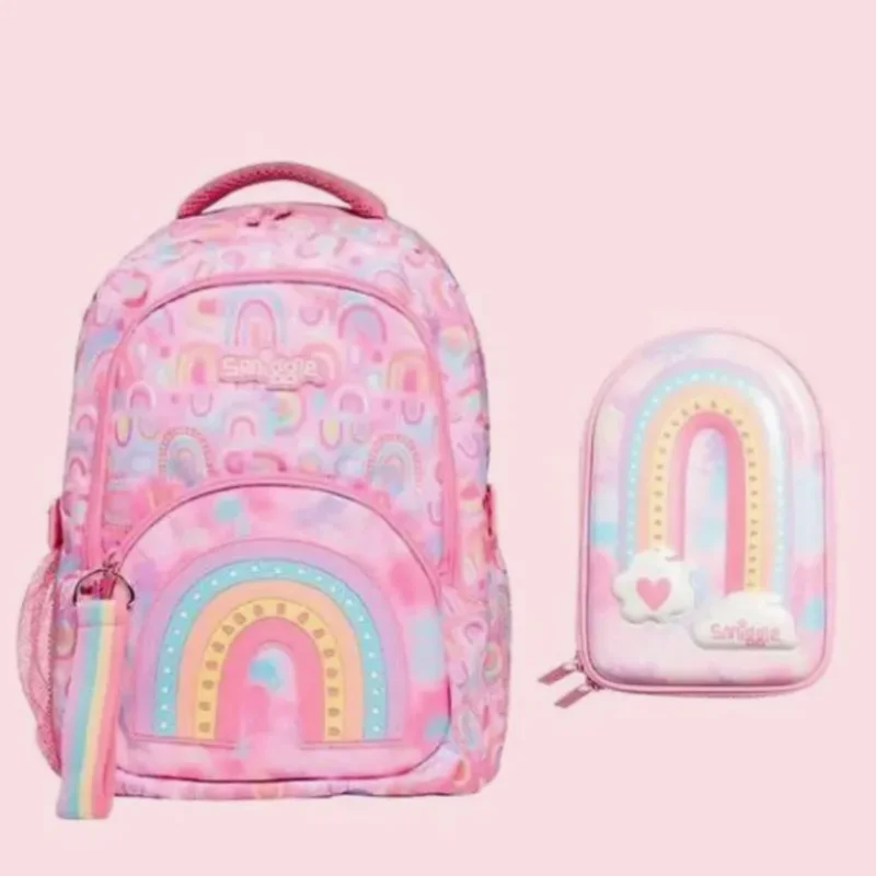 

Genuine Australian Smiggle Schoolbag Light Pink Rainbow Door Student Stationery Pencil Case Large Capacity Backpack Student Gift