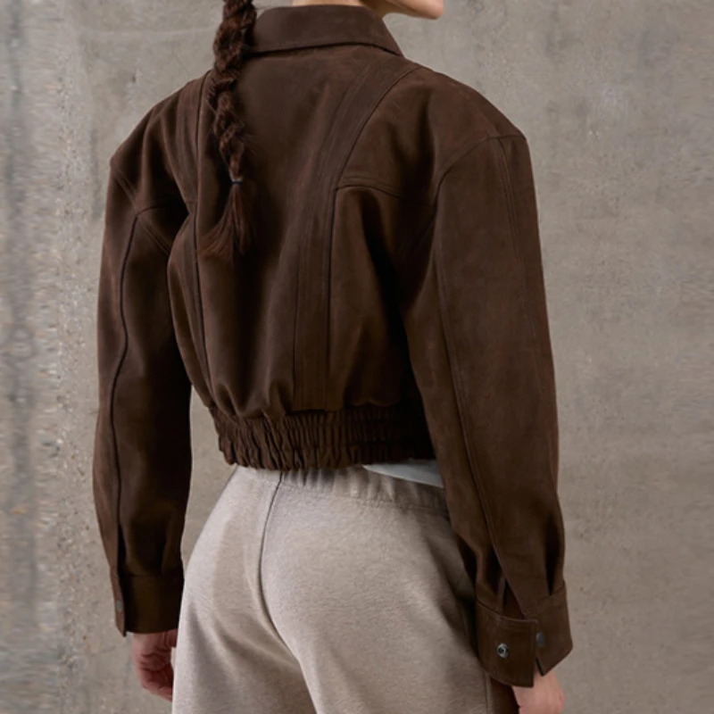 

Casual Short Zipper Jacket 2025 Autumn and Winter Street Wind Lapel Suede Women's Jacket Jacket