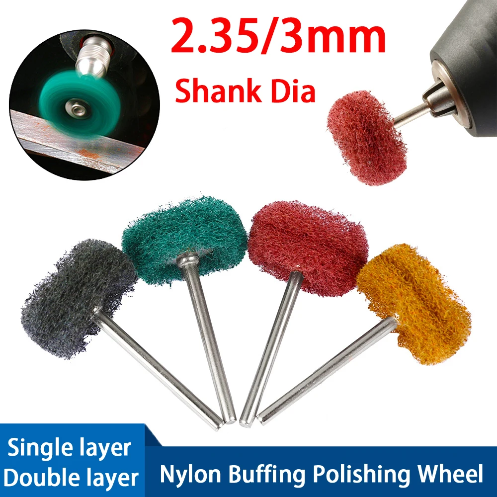 

2.35mm/3mm Shank Fiber Grinding Head Nylon Buffing Polishing Wheel Mini Drill Abrasive Brush Rotary Rust Remover Tool Accessorie