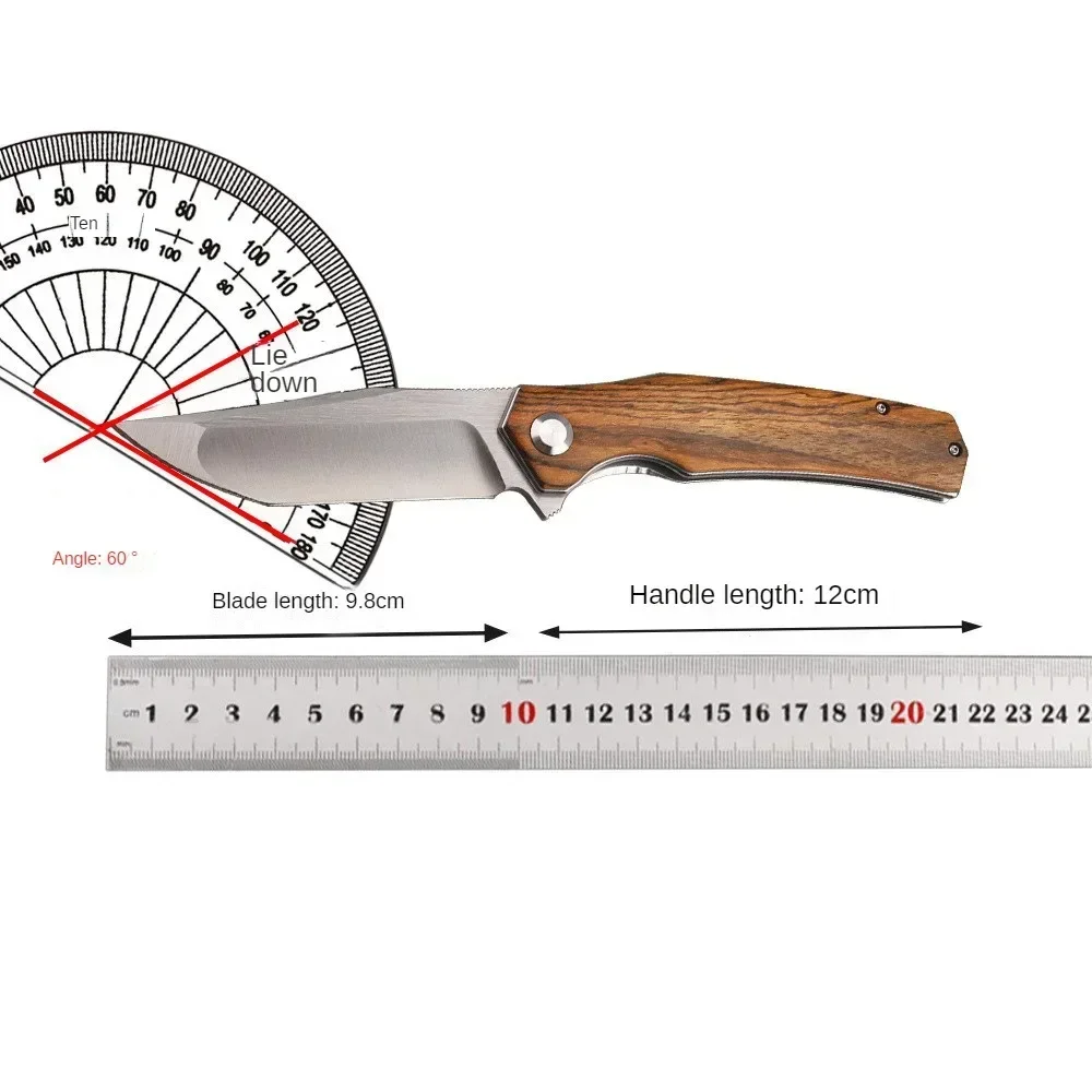 Imagem -06 - Sândalo Madeira Handle Ball Bearing Folding Knife Lâmina de Aço d2 Camping Knife Sobrevivência ao ar Livre Facas de Bolso Portáteis com Clipe