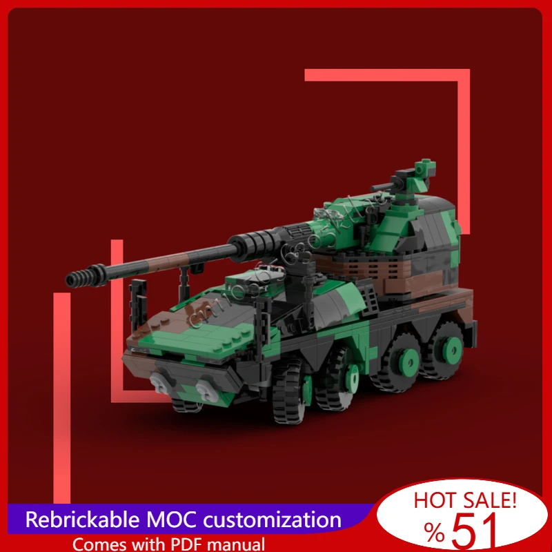 765PCS RCH-155 Howitzer Armored Vehicle Model MOC Building Blocks DIY Bricks Creative Assembly Toy For Children Christmas Gift