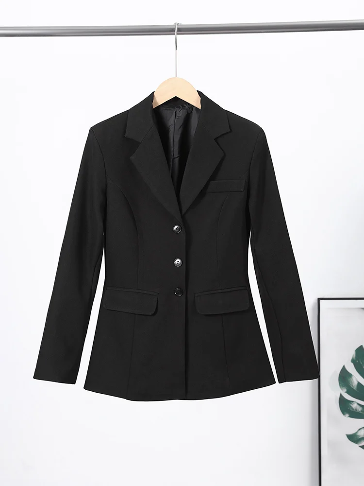 

Solid Women Office Blazer Long Sleeve Pockets Single Breasted Turn-down Female Coat Fashion Spring Commute Jacket 2026