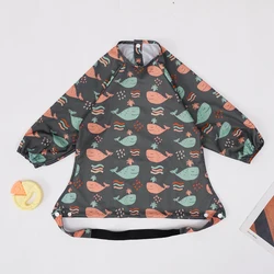 HappyFlute New Cute Style 1PCS Table Use Waterproof Polyester Fabric Animal Print Long Sleeve Mess Proof Baby Feeding Bibs