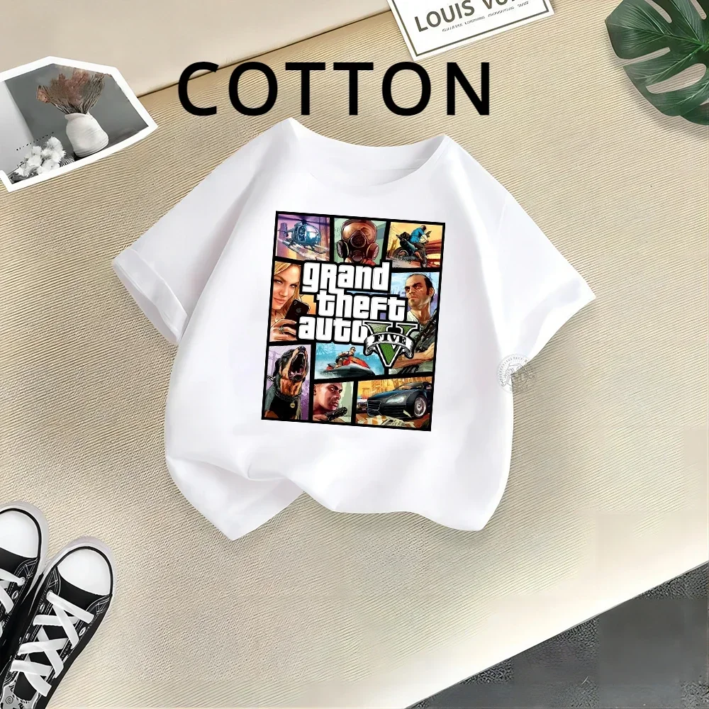 Summer Clothing for Kids Pure Cotton Street Sport T-shirt Boys Girls Fashion T-shirt Comfortable Crewneck Children Baby Tee Top