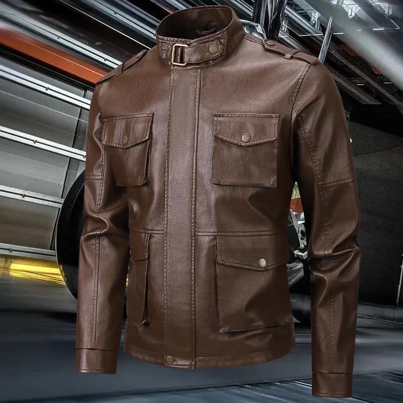 

Men's Outdoor Handsome High-quality Imitation Leather Jacket Comfortable Versatile Breathable Fashionable and Trendy Jacket