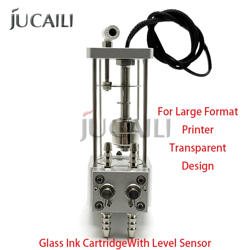 JUCAILI Sub Glass Ink Cartridge with Level Sensor for Large Format Inkjet Printers Transparent Ink Tank with Liquid Monitoring