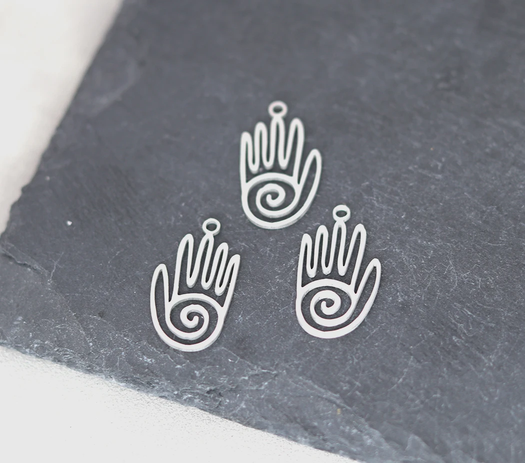 3pcs Stainless Steel Spiricle Line Hand Pendant DIY Craft Tassels Earrings Necklace Women Charms for Jewelry Making Accessories