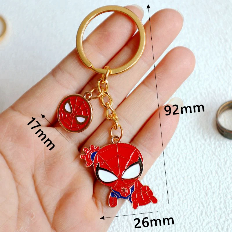 1 Set Metal Keychain With Super Hero Captain America Thor Spider Man Pendant Kawaii Shiny Fashion Charms Men Women Keyring Gift