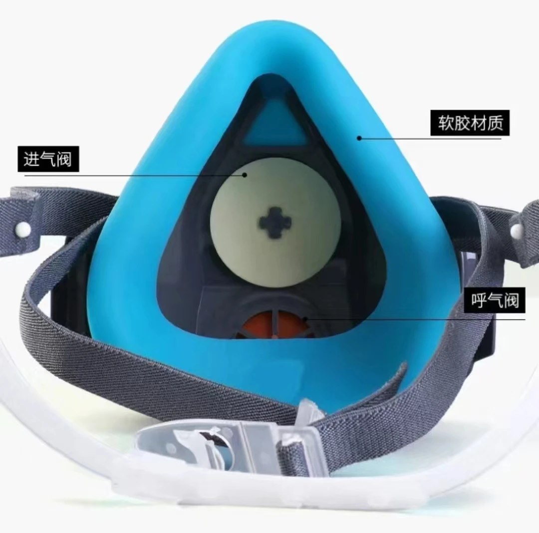 Respirador de media máscara de gel de sílice a prueba de polvo, adecuado para pintura en aerosol, carpintería, molienda, decoración del hogar y accesorio de filtro