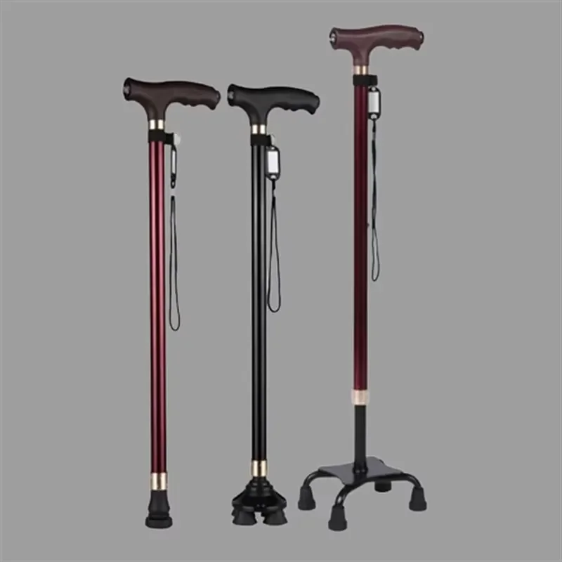 Chinese medical forearm crutches elderly foldable four-legged canes with seat