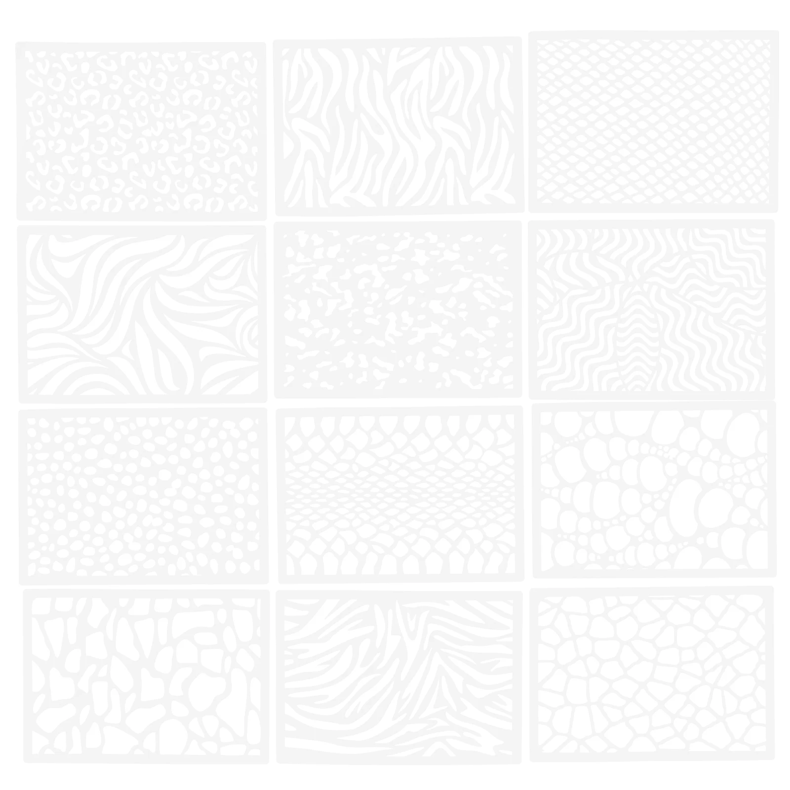 

12 Pcs Leopard Print Hollow Template Stencils for Crafts Furniture Wall Painting Supplies Reusable Spray Paint Templates