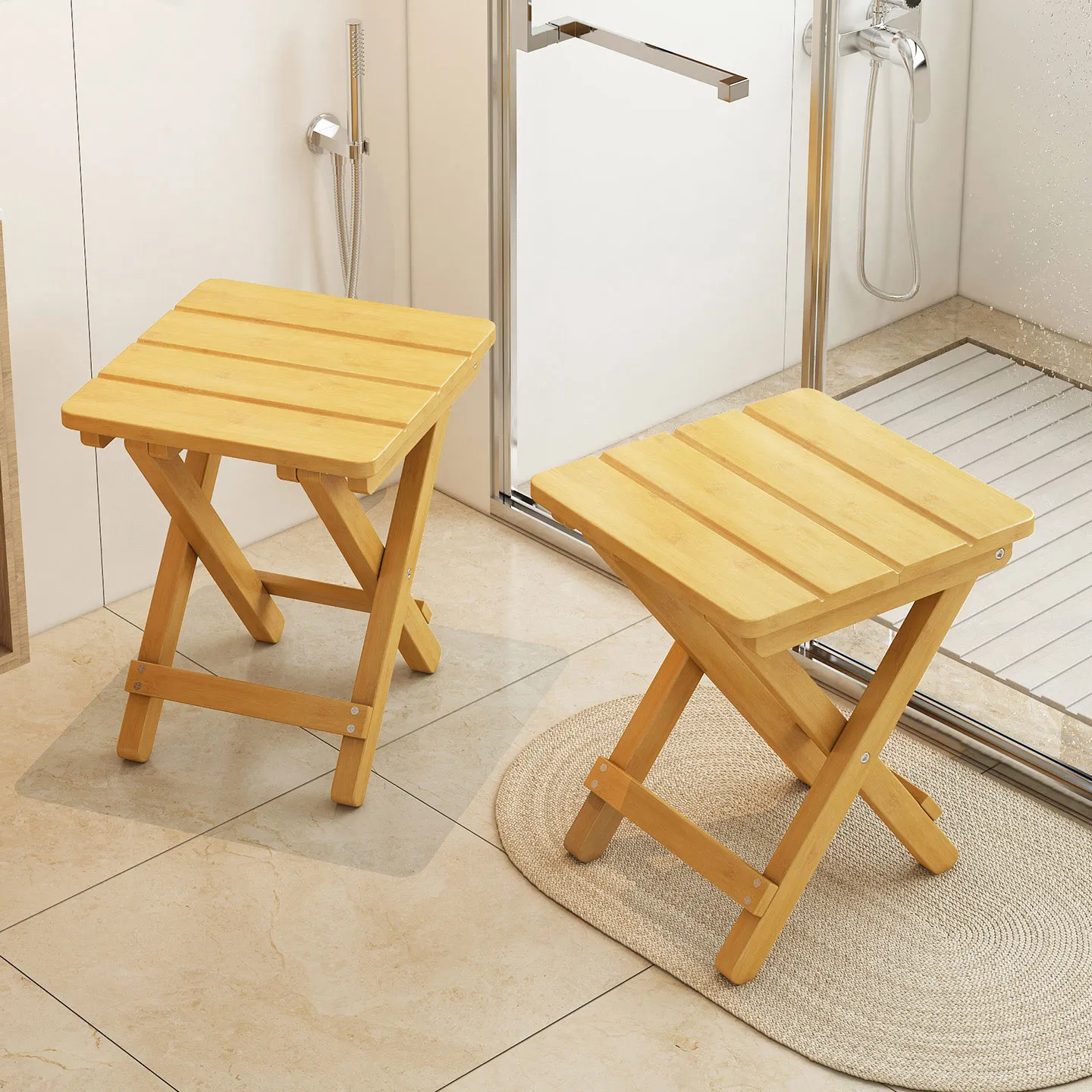 Foldable Small Stool & Camping Seat, Compact Plastic Step Stool for Kids, Thickened Shoe Bench for Entryway, Portable Bathroom