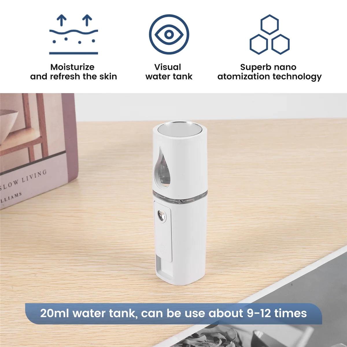 AT17 Портативный Nano Facial Mister Мини-пароварка для лица Распылитель Наращивание ресниц с зеркалом Белый