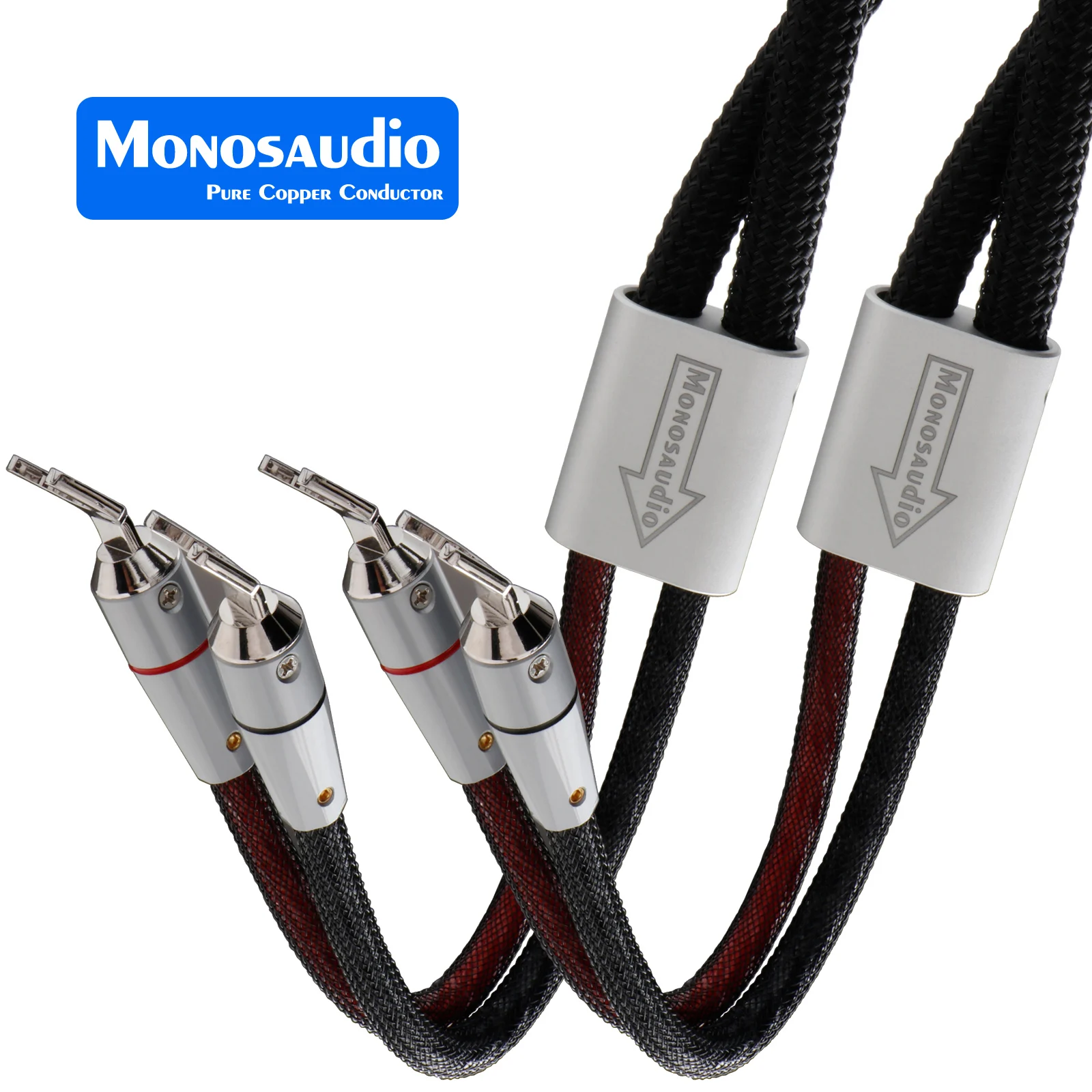 

Monosaudio S803S2R OCC многожильный медный посеребренный HiFi аудио динамик кабели 11AWG высокопроизводительный провод громкоговорителя