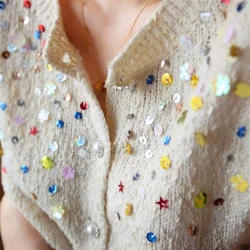 Taop&Za 2024 Autumn New Product Women's Fashion Casual French Girls' Colorful Glitter Knitted Sweater cardigan Coat