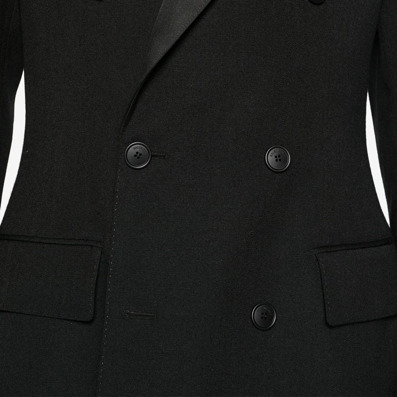 Abito da uomo d'affari di alta qualità Cappotto da uomo personalizzato in stile britannico stile gentiluomo nero doppio petto