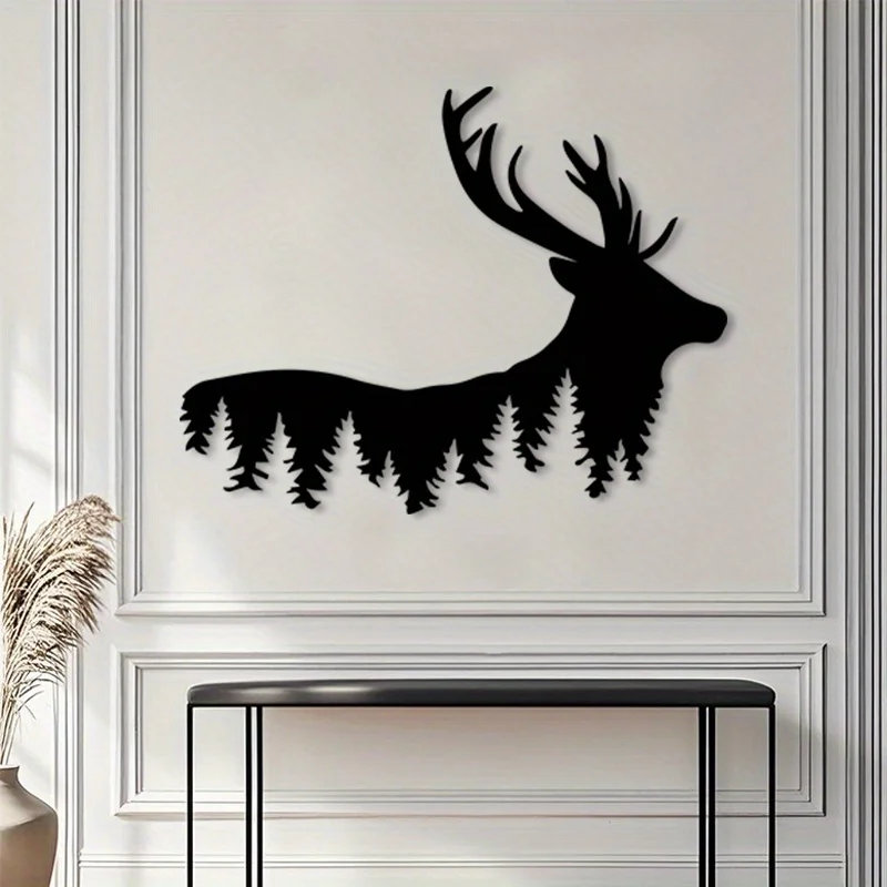 Brand Deer Metal Wall Art, Durable Iron Decor Mural, Nature Lover Gift for Living Room