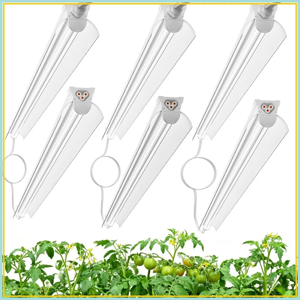 

4FT LED Grow Lights for Indoor Plants, T8 5000K Full Spectrum, 270W Equivalent, 6-Pack with Timer and Reflector