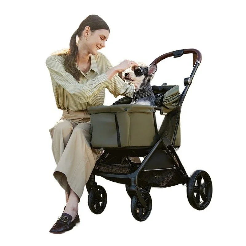 Lightweight folding one-click automatic collection, pet cart, cat and dog cart shock absorption
