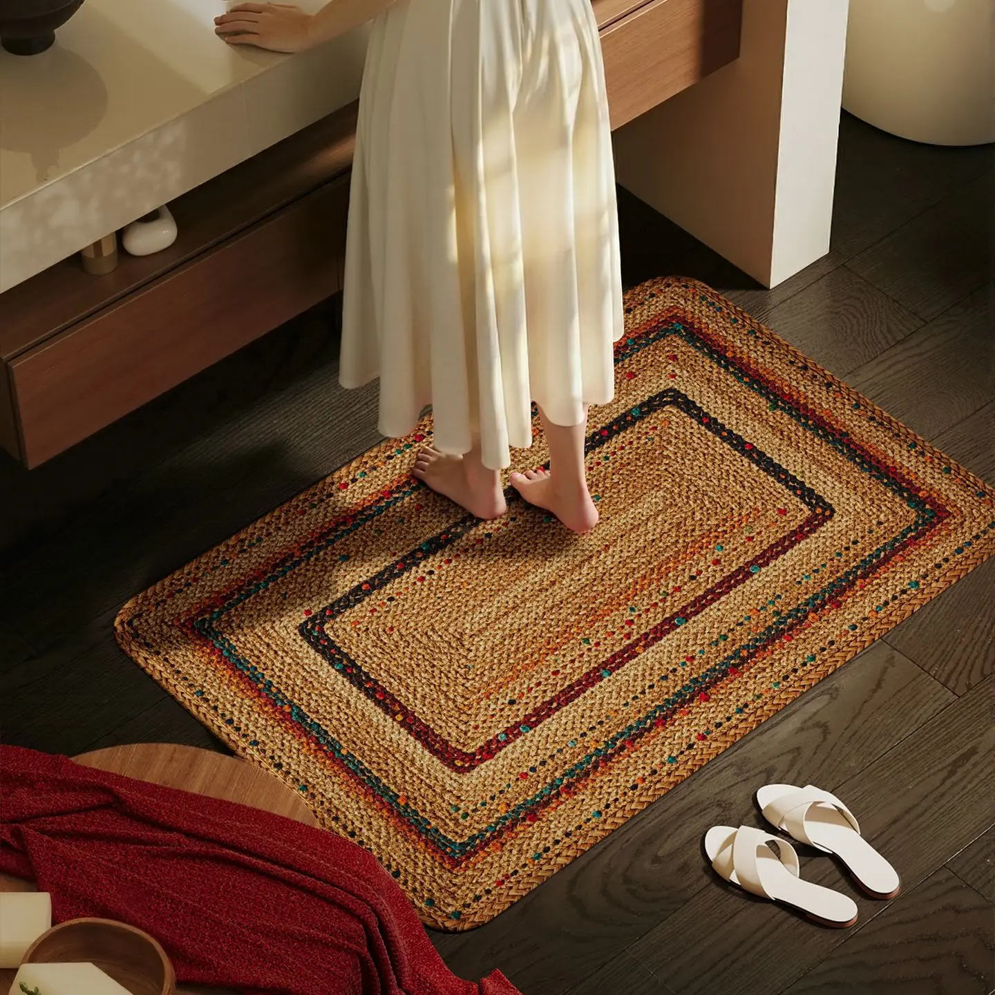 VIKAMA Antique Style High-Class Entrance Rug For Hallway, Hard-Wearing Bedroom, Living Room And Sofa Cushion For Home Decoration