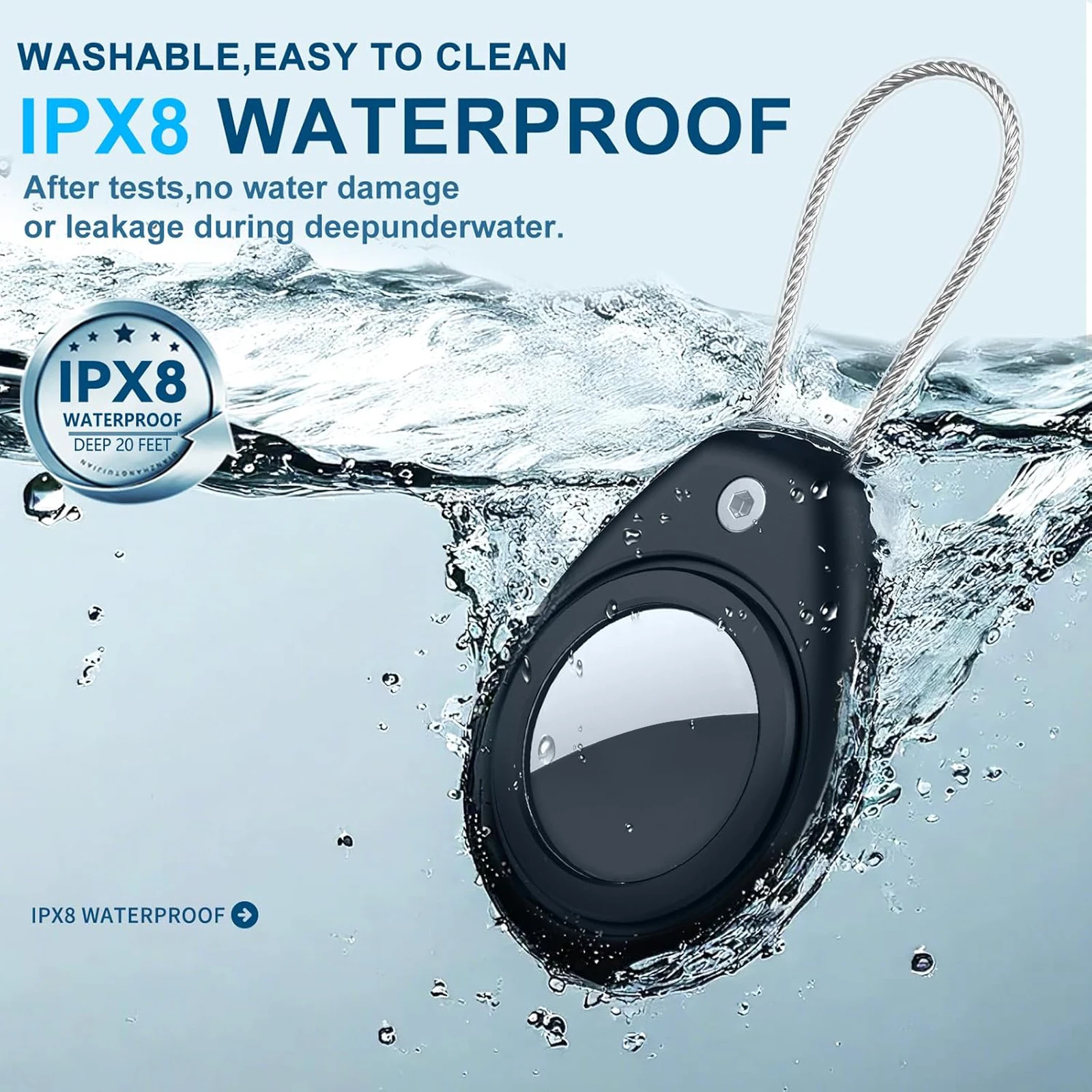 Waterproof AirTag Secure Holder Keychain Anti-Scratch Air Tag Lock Case with Wire Cable for Apple Pets Keys Item Finder Tracker