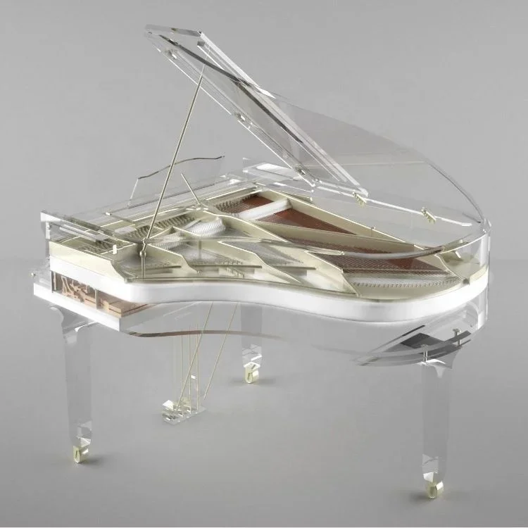 Beautiful Fully Transparent Crystal Acrylic Grand Piano with Bench Made from High Quality Acrylic Sheets