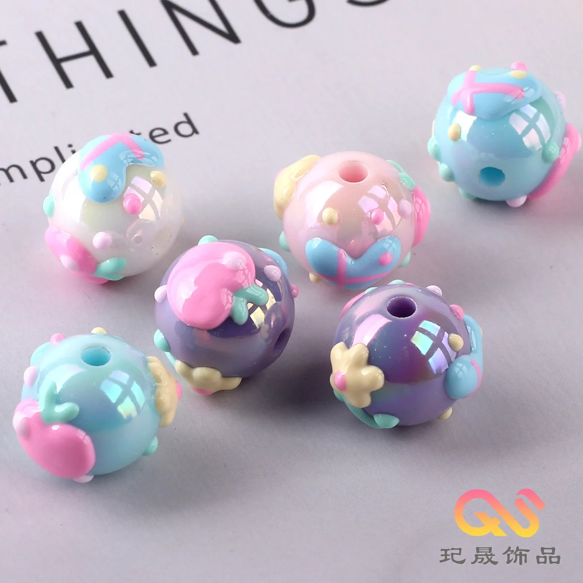 5PCS 17.5*14.8MM  Acrylic Hand Drawn Graffiti Z Beads For Jewelry Making Star Candy Beads Necklace Bracelet Craft DIY Supplies