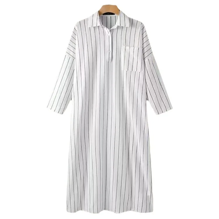 Ele gestreifte lange Dr. offene Strickjacke, lockerer Taillenkragen, lässig, Faion, Herbstkollektion, Einzelstück