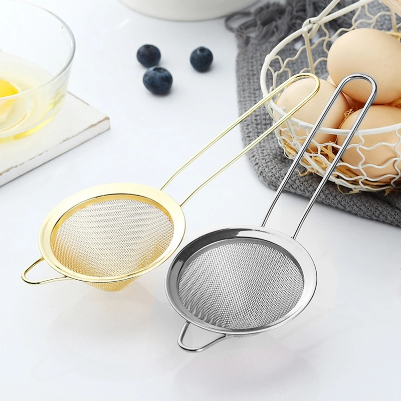 Fine Mesh Strainer, Colander Sieve Sifters With Long Handle For Kitchen Bar Tools Juice Strainer Cooking Metal Colander Drainer