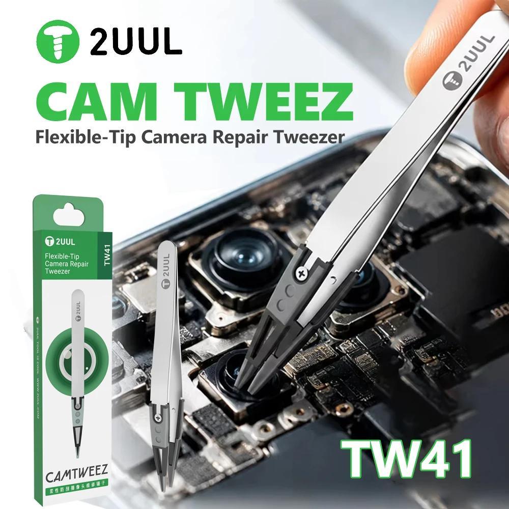 2UUL TW41 CAM TWEEZ Flexible-Tip Camera Repair Tweezers for Phone Repair Secure Gripping of Electronic Components Cameras Tools