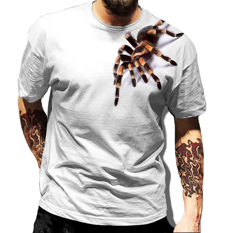 

Poison Spider 3D Print White Men's White T-shirt Casual O-Neck Short Sleeve Creative Oversize T shirts Polyester Clothing Top