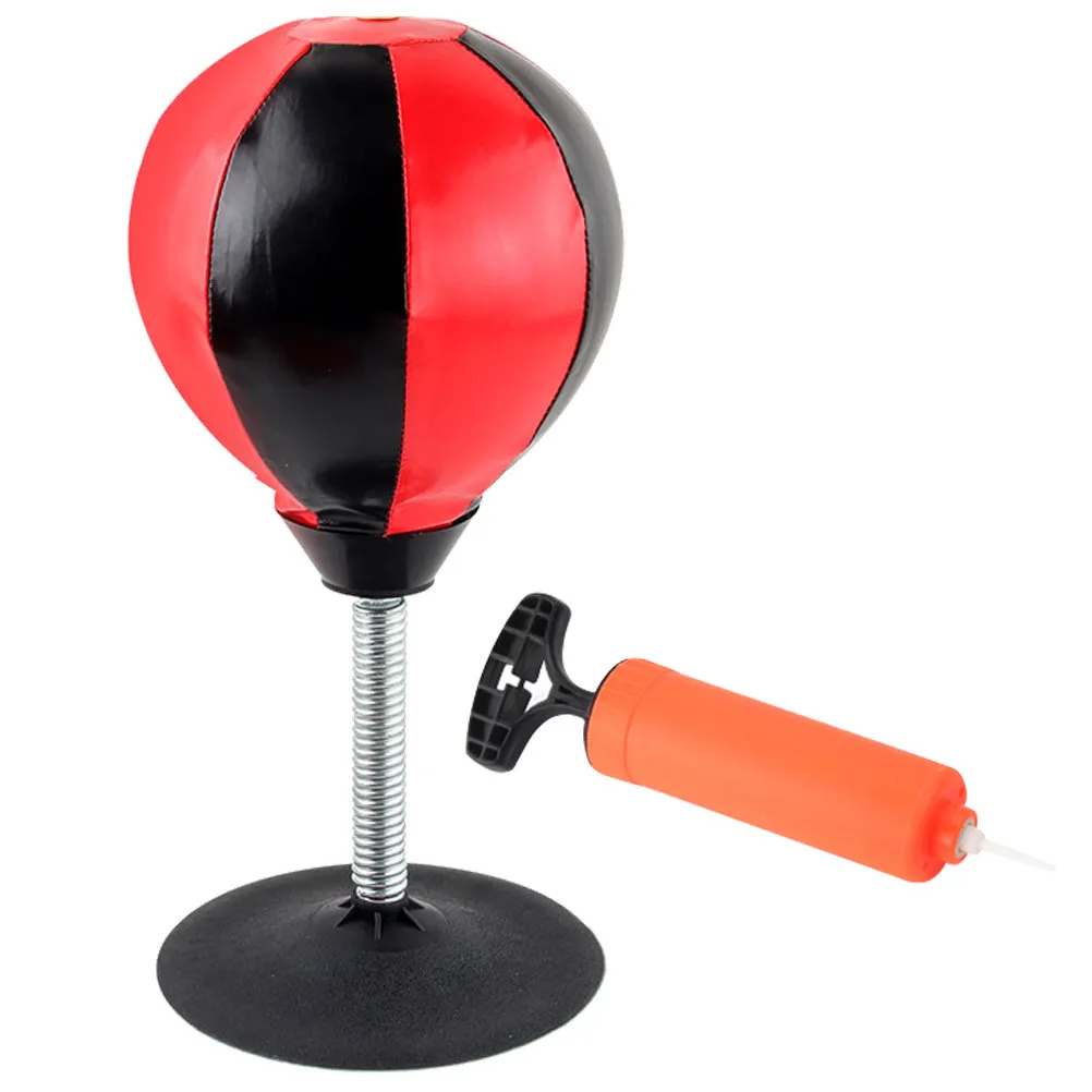 1Set Desktop Stress Relief Punching Ball Inflatable Boxing Bag with Stand Office School Desk Game for Adults Teens Funny