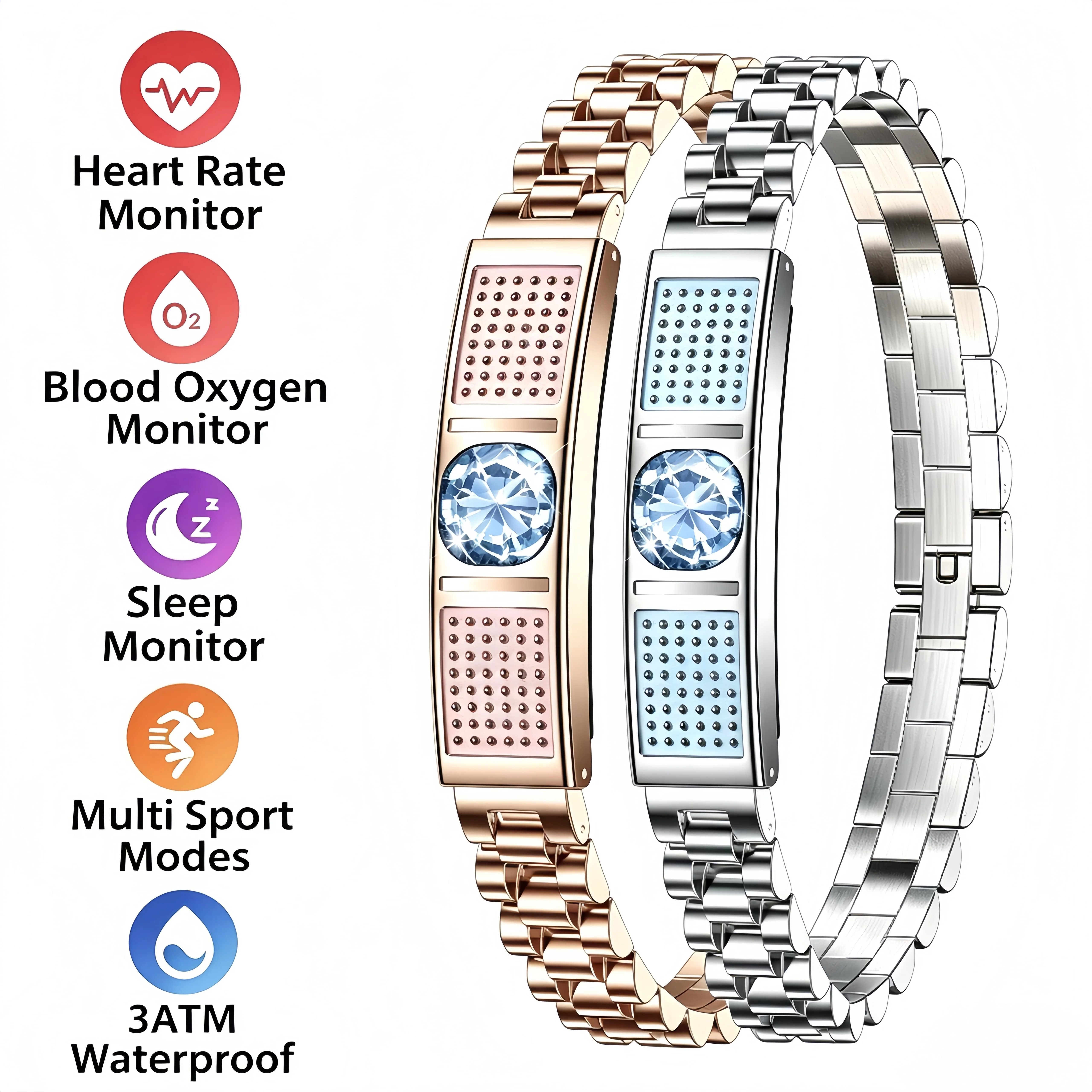 

2026 New Smart Bracelet 3ATM Waterproof Health Monitoring Fitness Tracker for Women Men Long Battery Life Sports Watch
