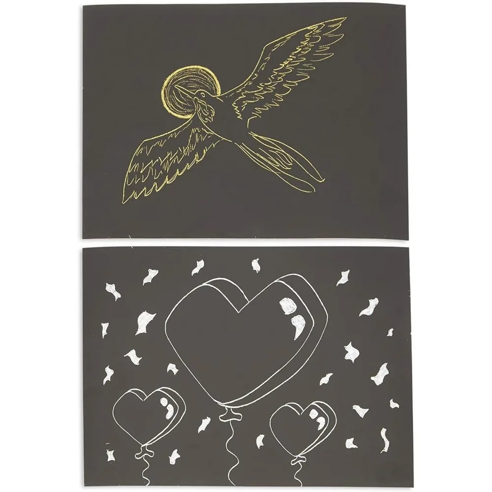 36 draft papers with 2 wooden art pens, gold and silver foils (8.5 x 11 inches, 38 pieces)