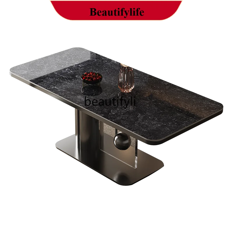 z183 Light luxury rock slab dining table Luxury stone Italian household microcrystalline stone Modern simple dining table