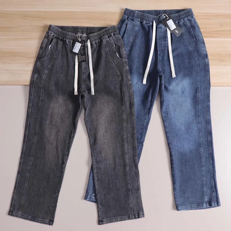 

Мужские джинсы Heavy Du Men's прямого кроя, свободные, однотонные, винтажные, из денима, весна-осень, повседневные, удобные, из смесового хлопка