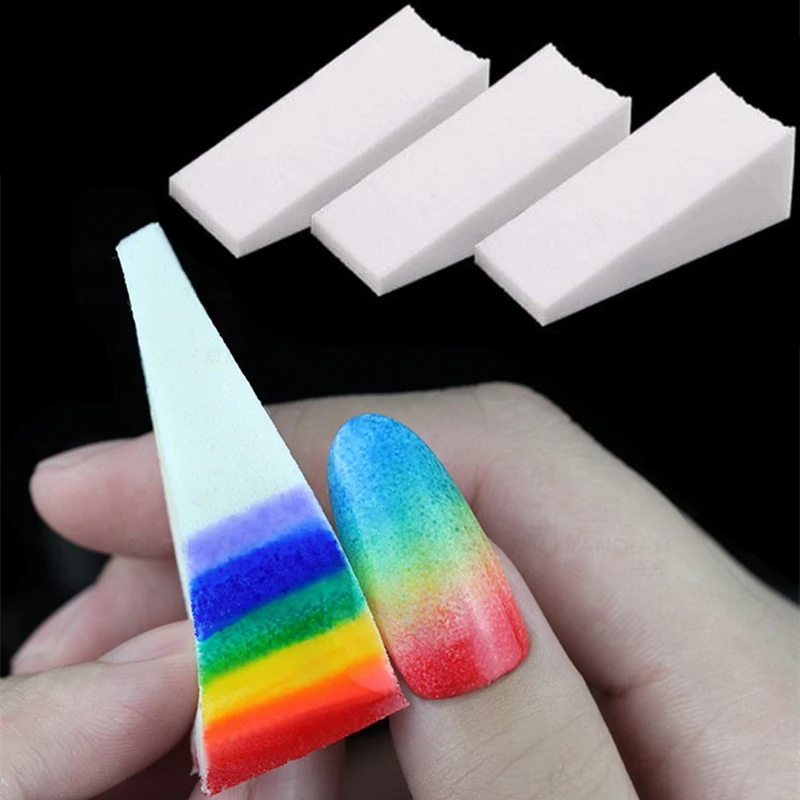 

8PCS Soft Triangle Nail Art Transfer Sponge Gradient Coloring Stamping Stamper Painting Image Stamp Foam Polish Gel UV Tool