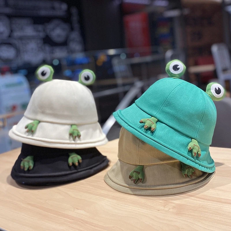 1Pc Small Frog Fisherman Hat Women\'s Personalised Sweet Hat Leisure Wild Trend Breathable Outdoor Sunscreen Sun Accessories